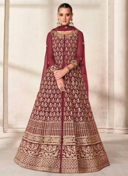 Red Colour AASHIRWAD PRISHA Wedding Wear Heavy Work Designer Long Anarkali Suit Collection 9203